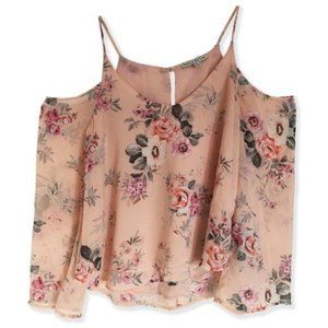 Floral Boho Cold Shoulder Blouse with Long Sleeve Bell Sleeves